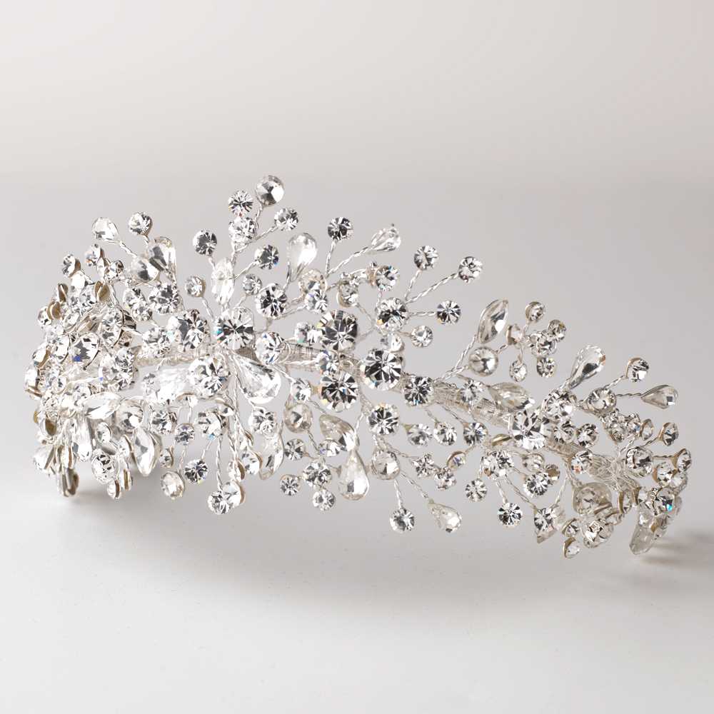 Elegant Hand Designed Crystal Headband Pearl and Crystal Hand-Wired Bridal Headband hp2171 main image 4
