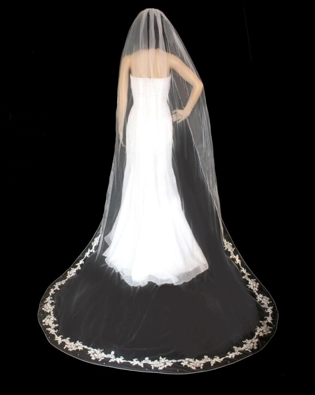 Pearl Wedding Veil Cathedral Bridal Veil White Pearl Veil Beaded Veil Pearls Accesories Classic Ivory Veil (Copy) Monarch 175 / White