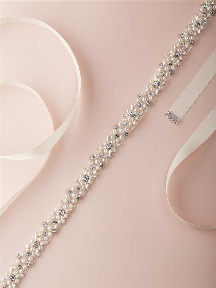 Vintage Crystal Bridal Sash Art Deco Wedding Belt Silver White Ivory Pearls