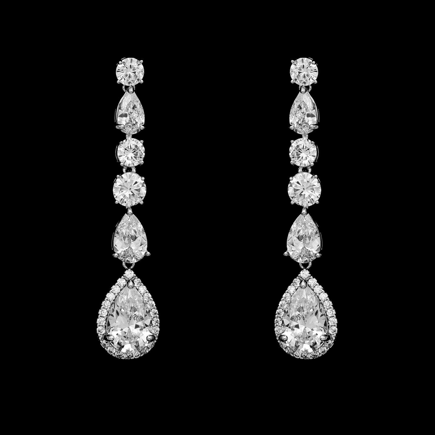 CZ Drop Wedding Earrings in Silver or Gold e73351