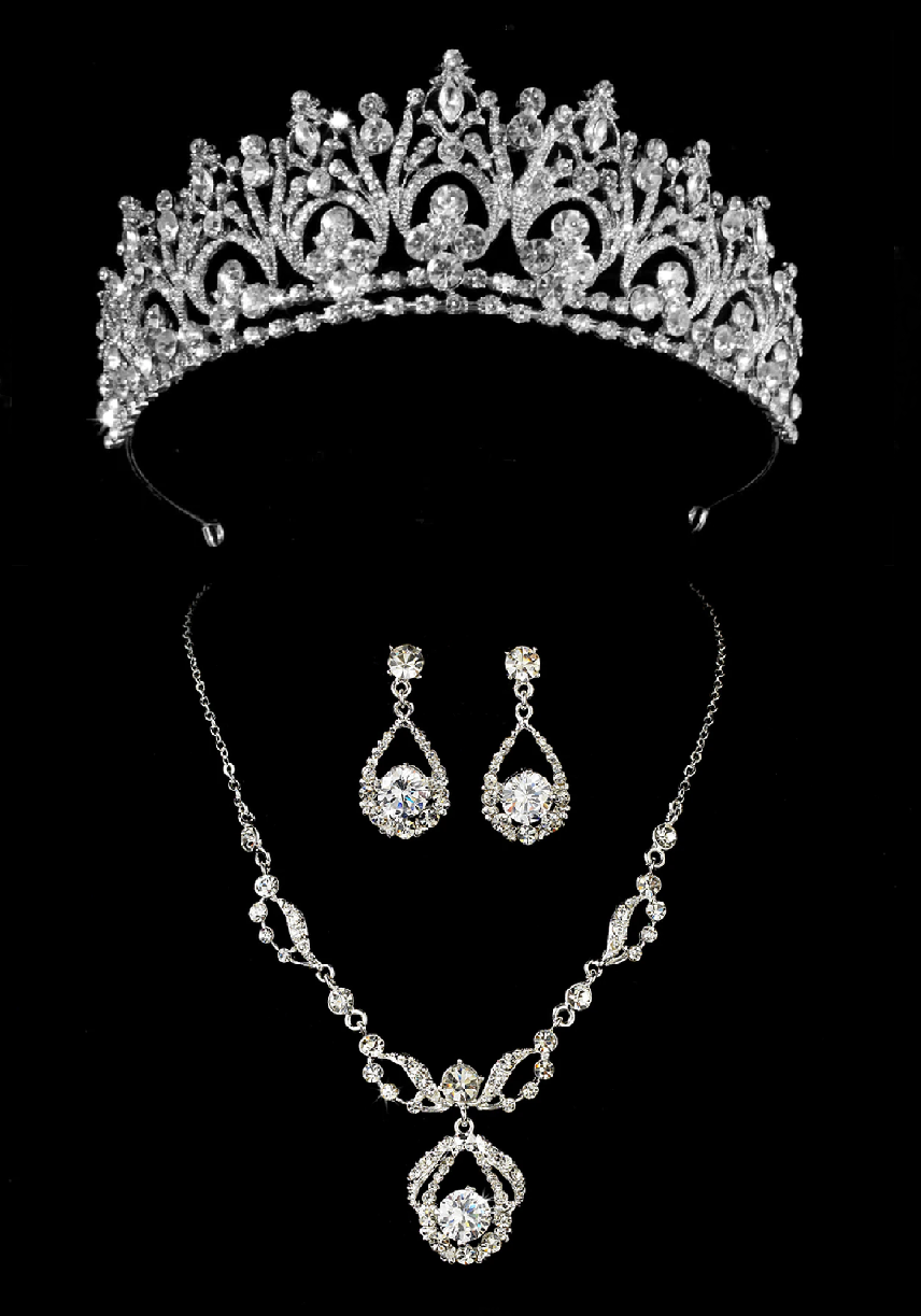 Rhinestone Bridal and Quinceanera Tiara with Jewelry Set