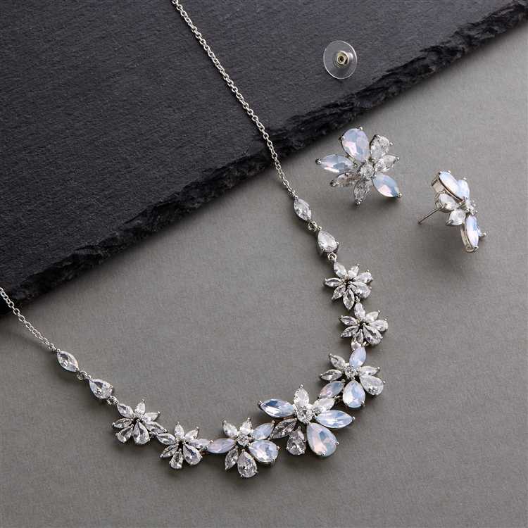 11点ジュエリーSET CZ and Opal Crystal Starburst Silver Plated Wedding Jewelry