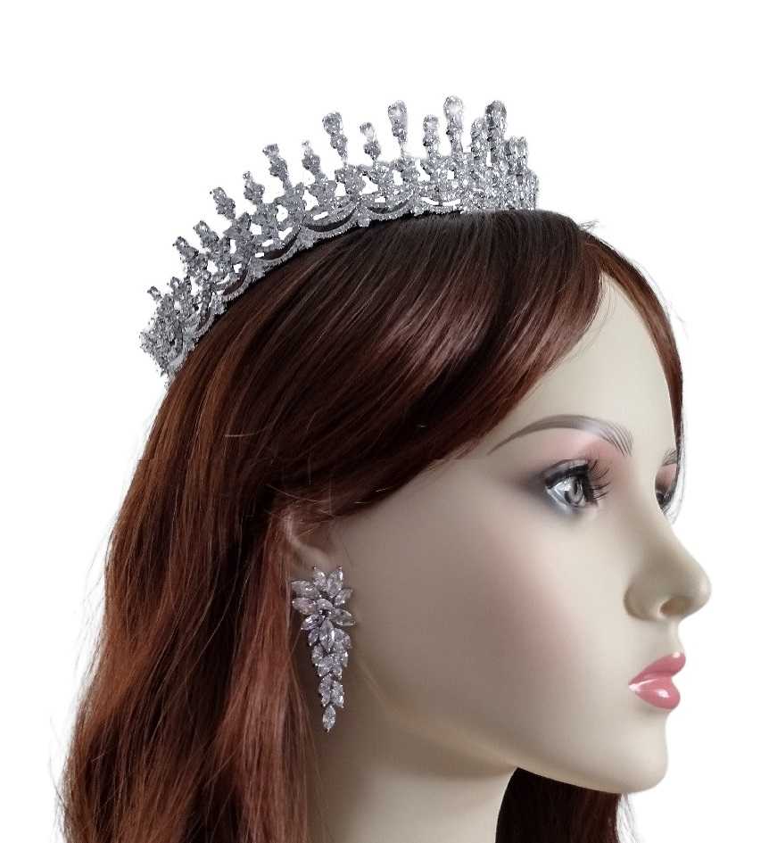 Silver Plated CZ Wedding and Quinceanera Tiara Crown hp1003