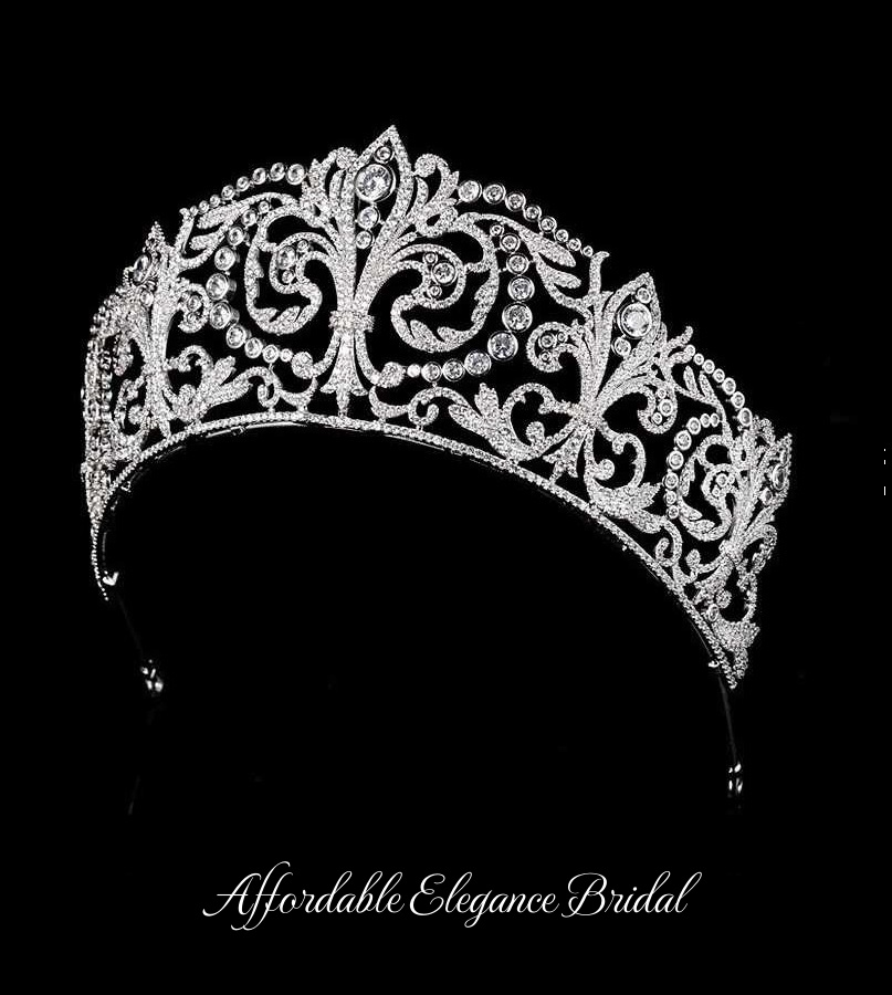 Grand Fleur-de-Lys CZ Royal Replica Wedding Tiara