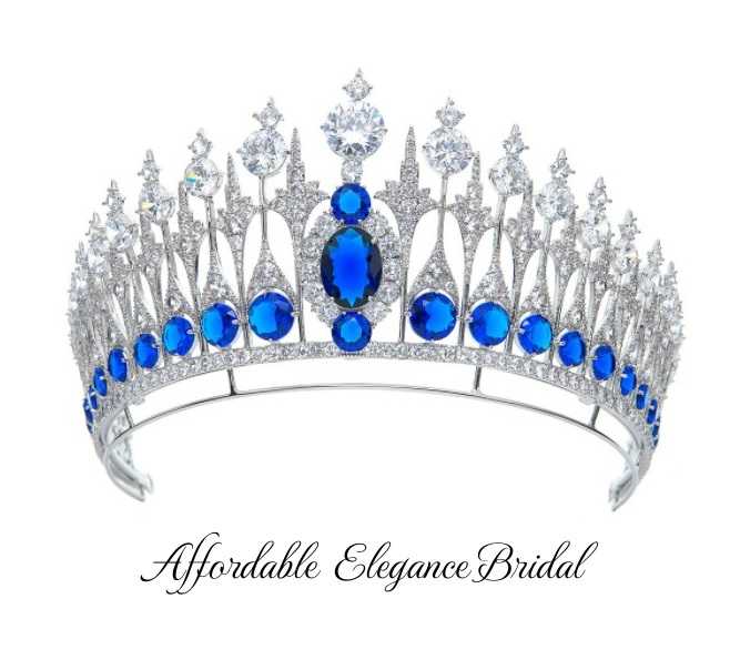 Dutch Sapphire Blue CZ Royal Replica Wedding Tiara