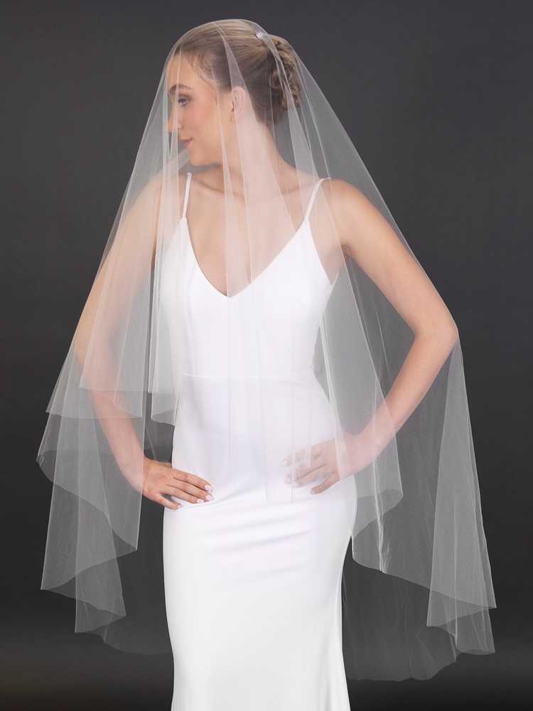 Soft Tulle Heart Wedding Veil, Fingertip Cathedral Bridal Veil