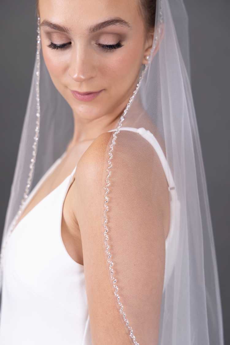 JasmineVeils Waltz Length Wedding Bridal Veil 54 Inches White, Ivory, Wedding Veil Long Bridal Veil Waltz Floor Length Veil Bridal Veil Cut Edge Veil