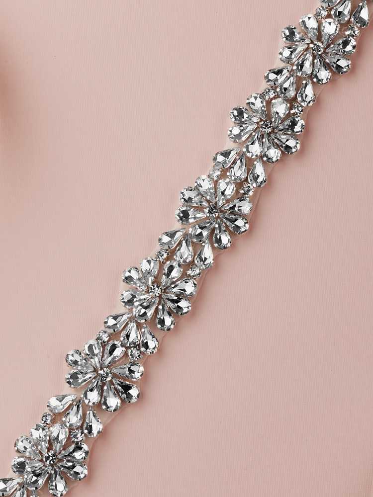 Crystal Pear Shaped Cluster Luxe Wedding Dress Sash Belt