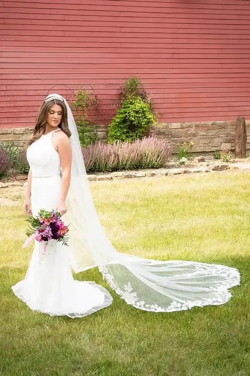 Royal Cathedral Wedding Veil CF279 with Soft Scallop Lace