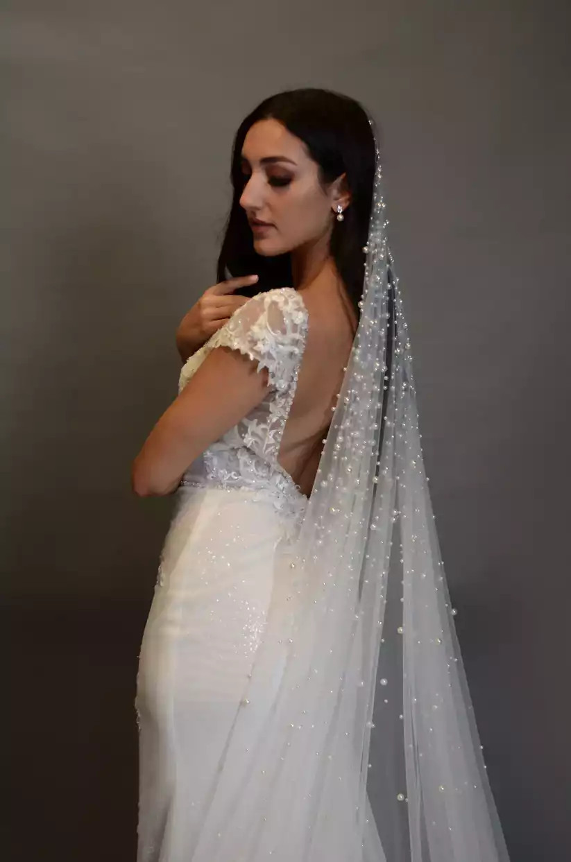 Erma Selena Scattered Pearl Wedding Veil - Shop Veils | Dareth Colburn