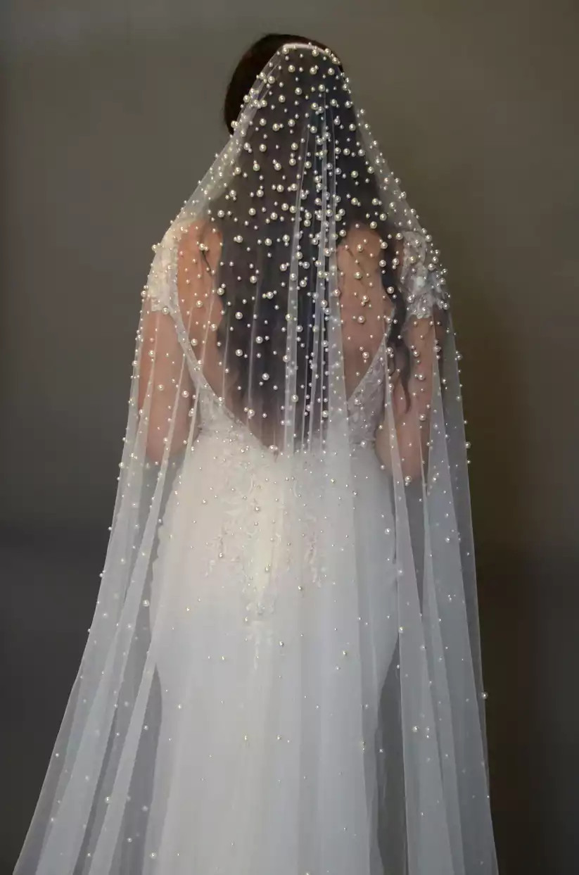 Erma Selena Scattered Pearl Wedding Veil - Shop Veils | Dareth Colburn