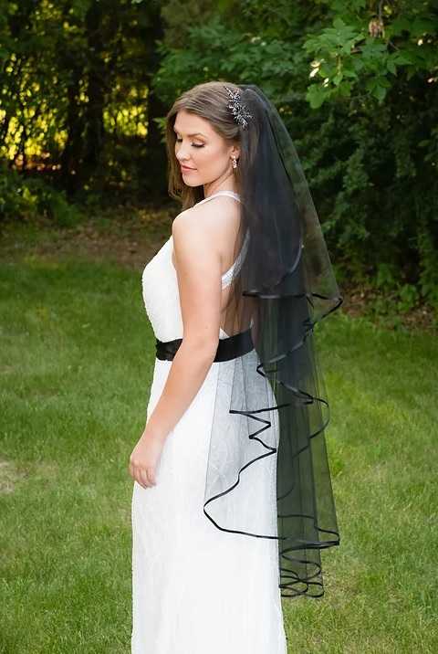 Faith | Fingertip length veil with a ribbon edge | TWVS