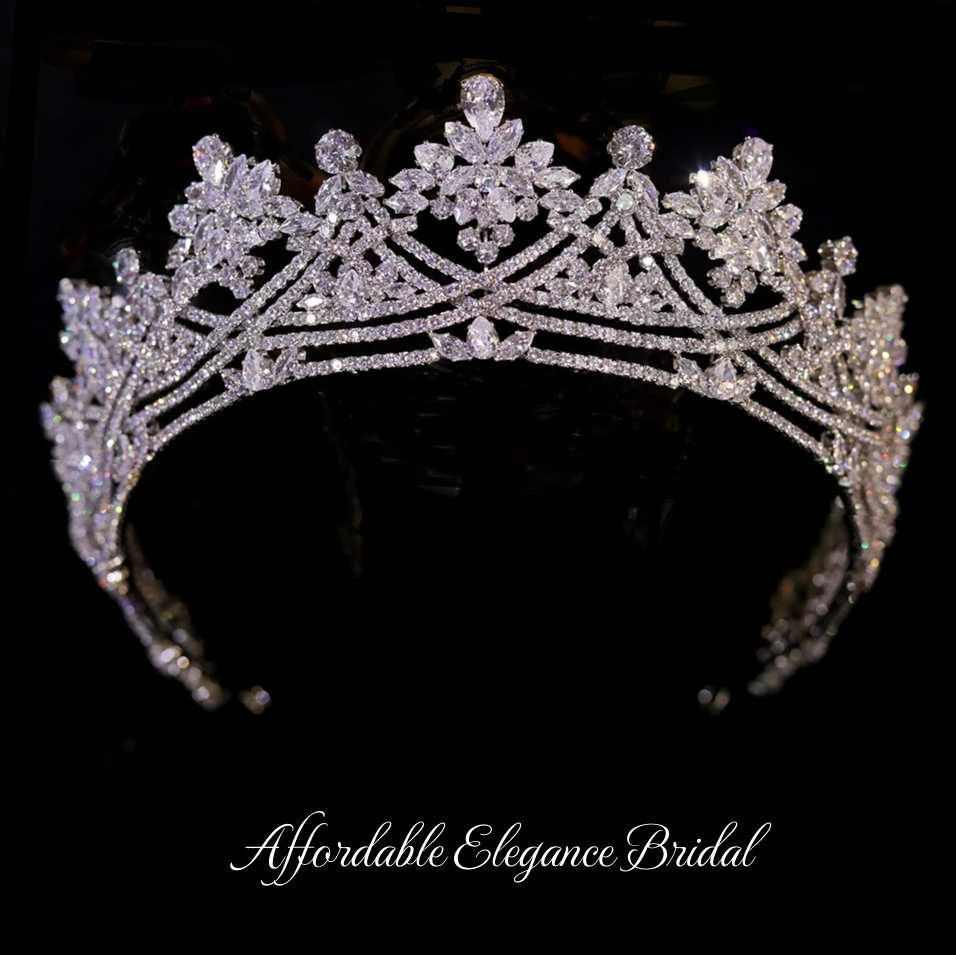 Tiara様 Silver Plated CZ Wedding and Quinceanera Tiara hp089