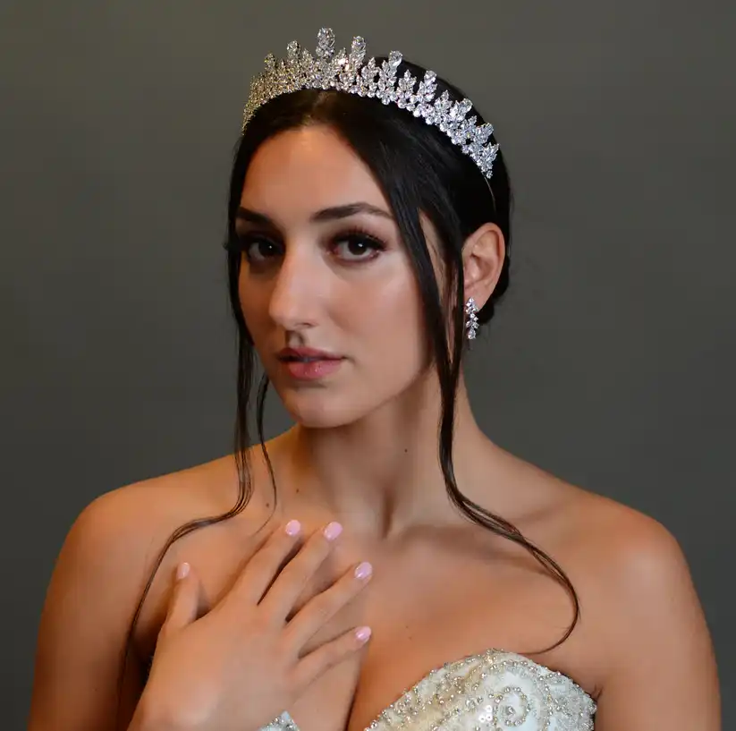 Regal CZ Wedding and Quinceanera Tiara Crown E334