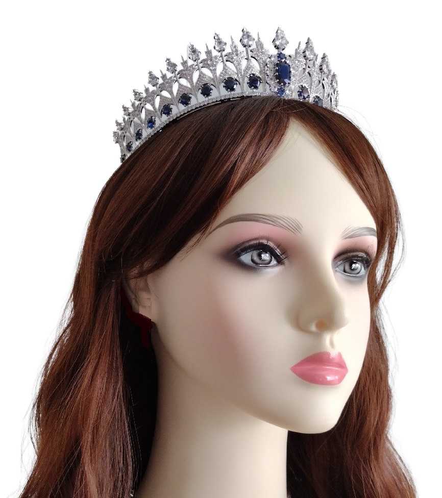 Sapphire CZ Royal Replica Wedding Tiara Crown and Jewelry