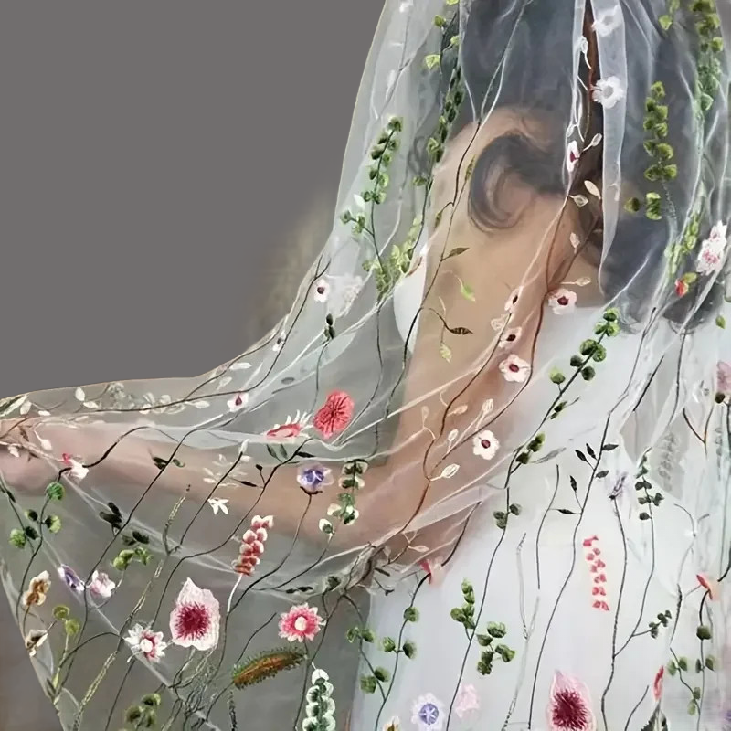 Vibrant Multi-Color Embroidery Waltz Wedding Veil display picture 1