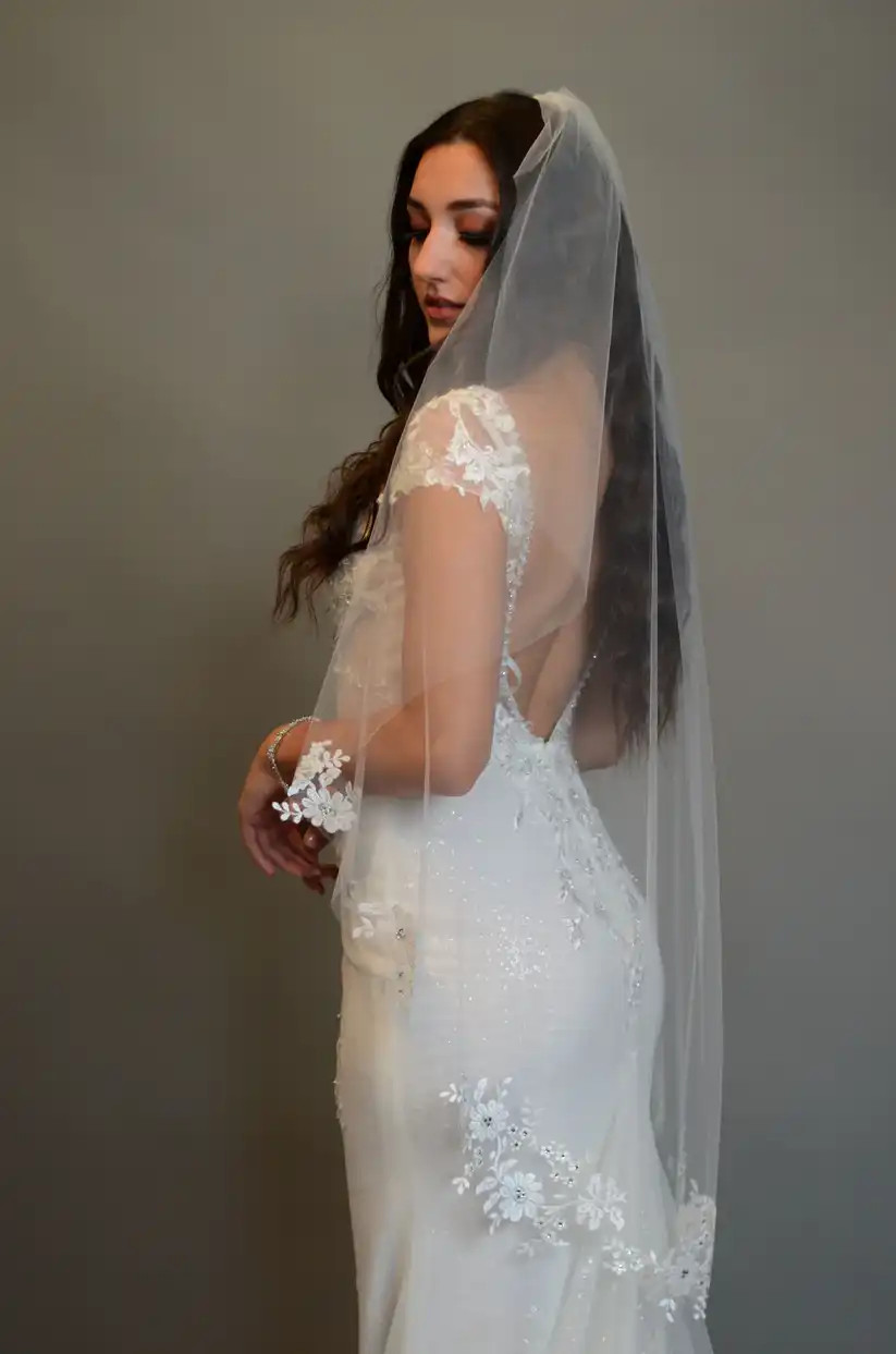 Elena Designs Wedding Veil Elena Designs E1323 Beaded Royal Cathedral Wedding Veil main image 4