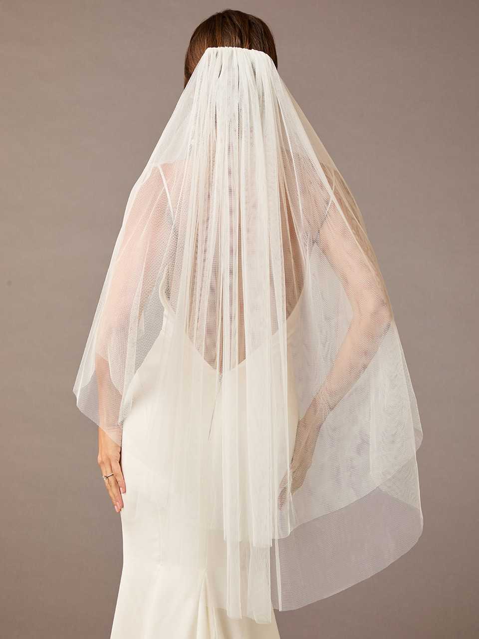 Two Layer Soft English Luxe Tulle Fingertip Wedding Veil display picture 2