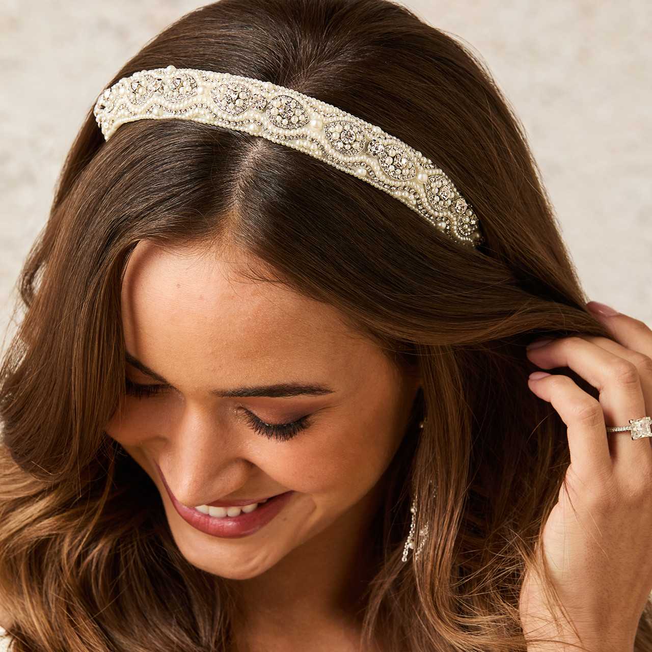 EnVogue Bridal Hairpiece Ivory and Gold Floral Bridal Headband Envogue HB2510 main image 4