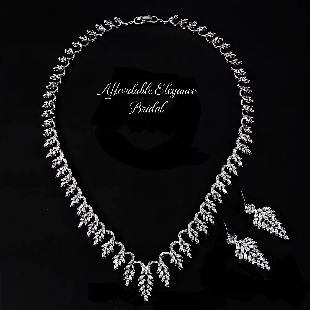 3 Piece Marquise CZ Jewelry Set - Cubic Zirconia Flower Necklace & Earrings In Gold Plated