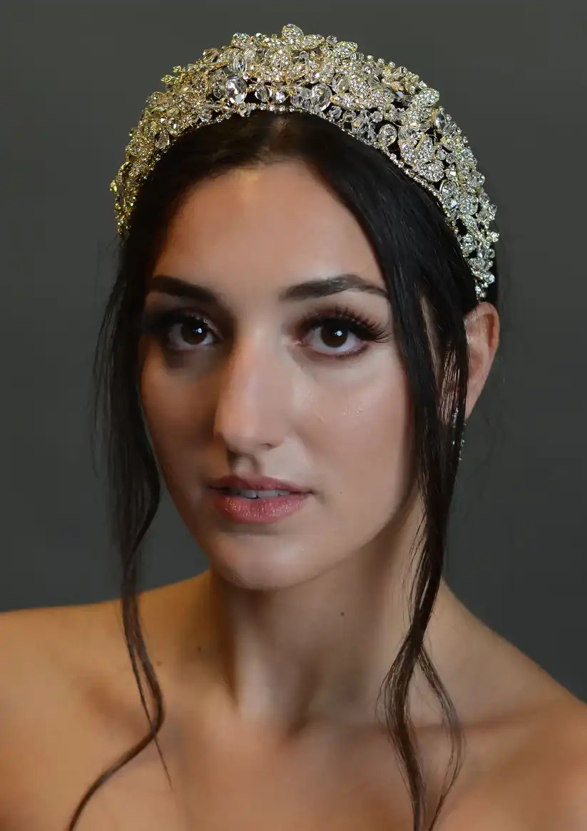 Silver or Gold Crystal Floral Wedding and Quinceanera Tiara