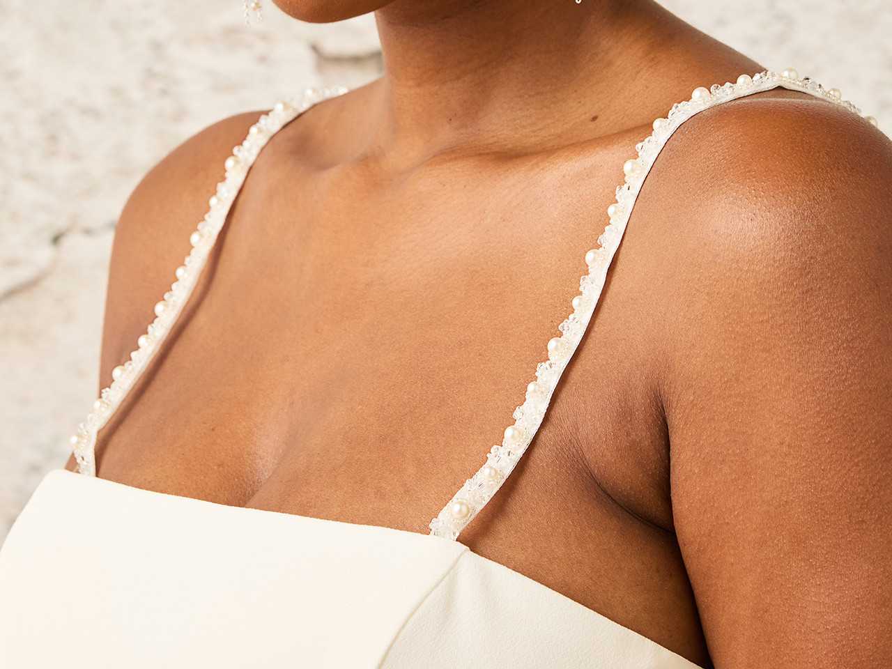beaded dress straps Pearl and Crystal Beaded Straps for Wedding Dress ST2556