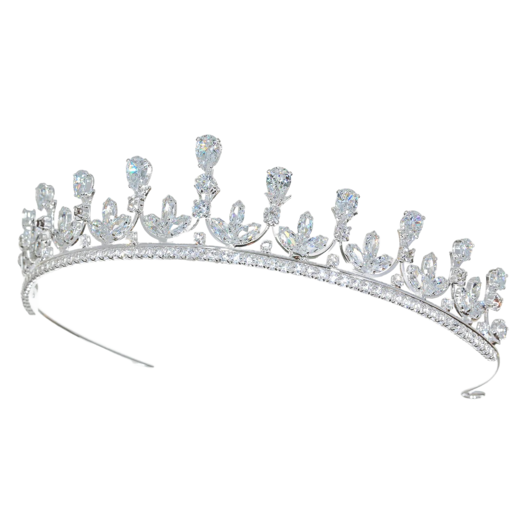 Elegant Silver Plated CZ Crystal Wedding Tiara hp329 display picture 1