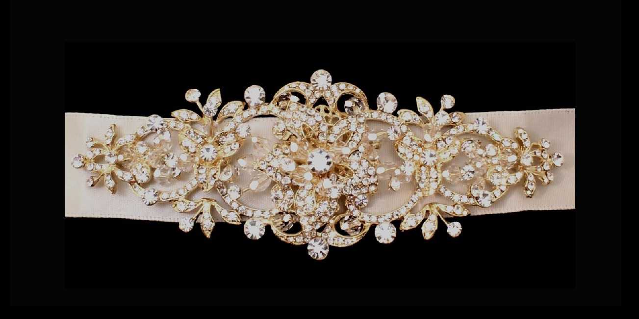 Sparkling Gold Plated Rhinestone Wedding Dress Sash Belt Sparkling Gold Plated Rhinestone Wedding Dress Sash Belt
