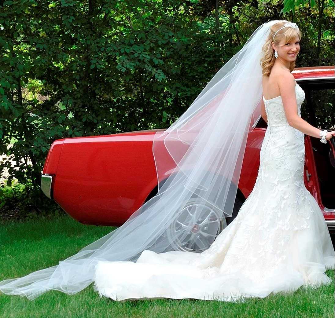 Custom Made Cathedral Length Waterfall Wedding Veil V6187C display picture 3