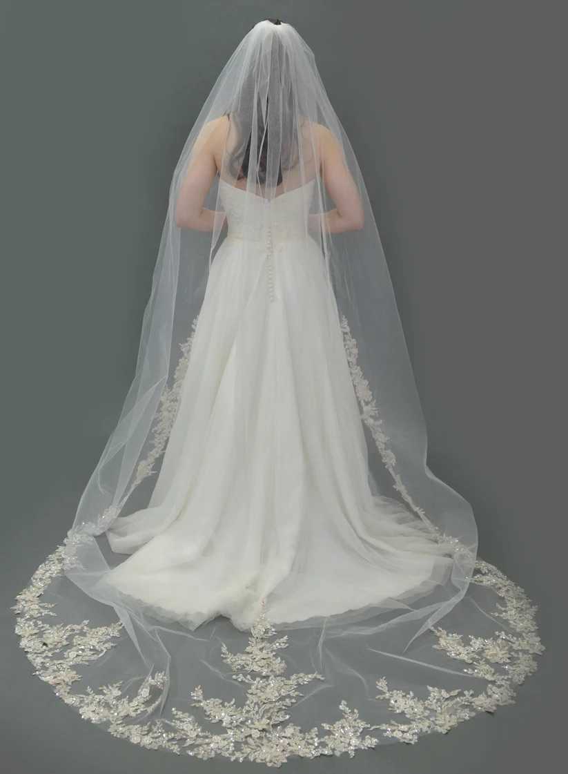 Cathedral Wedding Veil Beautifully Beaded Floral Lace E1561