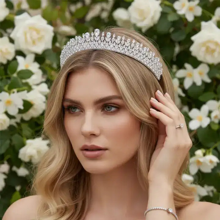Luxurious CZ Crystal Wedding Tiara Crown hp5005 display picture 3