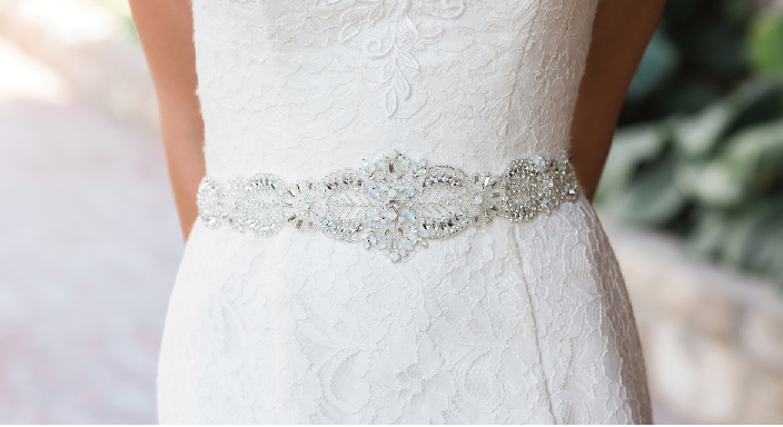 White Bead Clasped Bridal Belt Or Sash By Bridal Beading