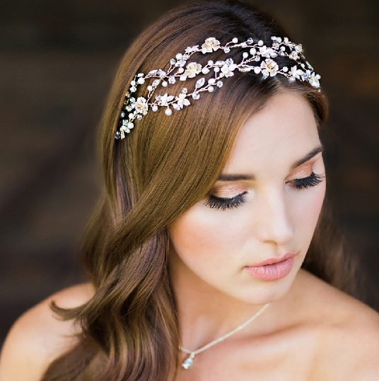 Bridal headpiece - pearl clustered headband with crystal birdcage veil -  Breeanna glam by Kezani