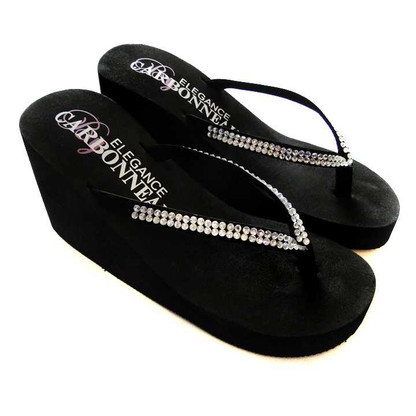 Party Black Double Strap Wedges sandals for ladies at Rs 540/pair in  Gurugram