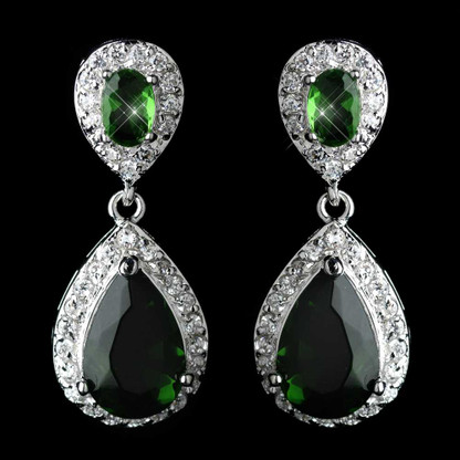 Fancy Ruby Green Stone Gold Plated Dangler Type Earrings Bridal Design  ER1244