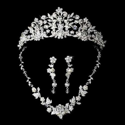 Crystal and Pearl Wedding Tiara and Matching Jewelry Set