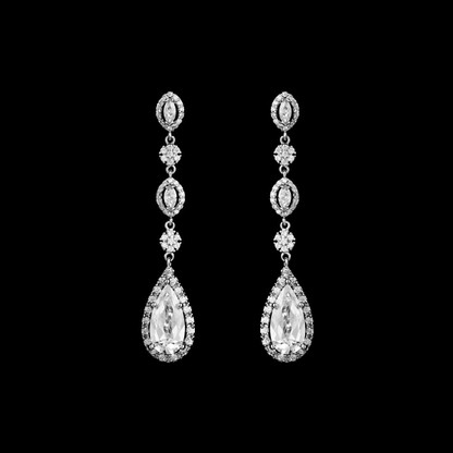 Silver or Gold Gold Plated CZ Drop Bridal Earrings