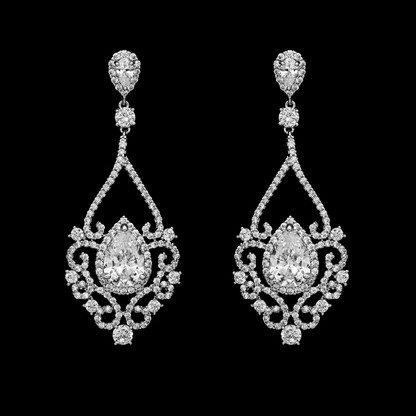 Teardrop CZ Wedding Earrings in Silver, Gold or Rose Gold