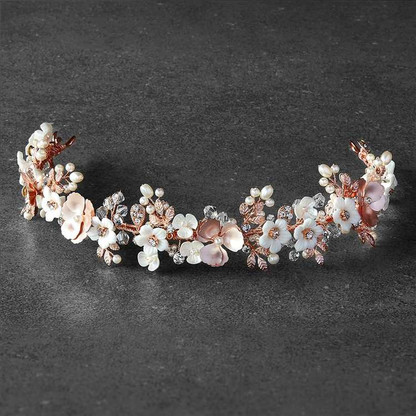Gold Floral Pink Hairband Rainbow Floral Rhinestone Headband – Sparkling Crystal  main image 3