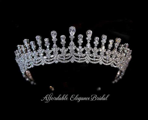 【Tiara】 Stunning-Silver-Plated-CZ-
