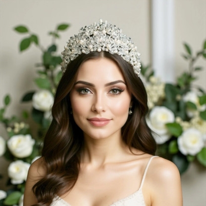 Luxe Freshwater Pearl and Crystal Wedding Tiara hp9348
