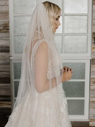 Soft English Luxe Tulle Fingertip Wedding Veil V2103SF