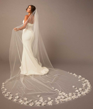Flower and Pearl Royal Cathedral Wedding Veil V2695RC