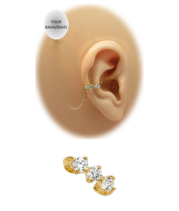 "3 CZ Band" Ear Cuff - 14K Yellow Gold