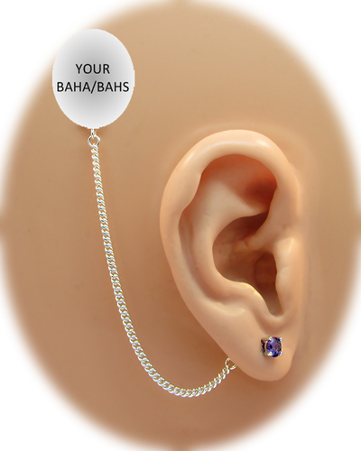 CZ Stud Earring (5 mm) - Amethyst - Sterling Silver Chain