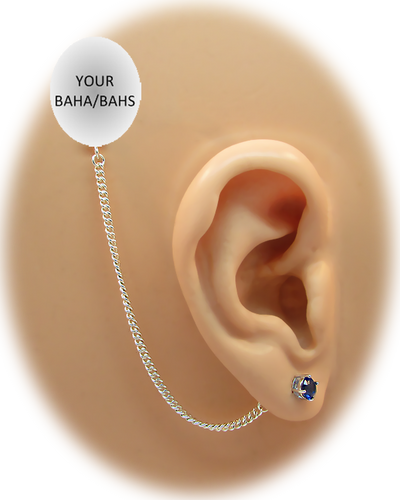 CZ Stud Earring (5 mm) - Sapphire - Sterling Silver Chain