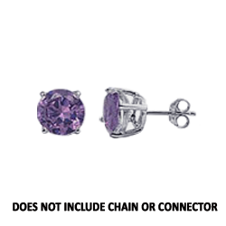 CZ Stud Earring (5 mm) - Amethyst - Sterling Silver