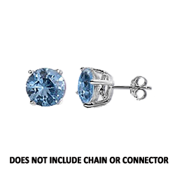CZ Stud Earring (5 mm) - Aquamarine - Sterling Silver