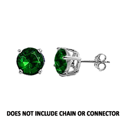 CZ Stud Earring (5 mm) - Emerald - Sterling Silver