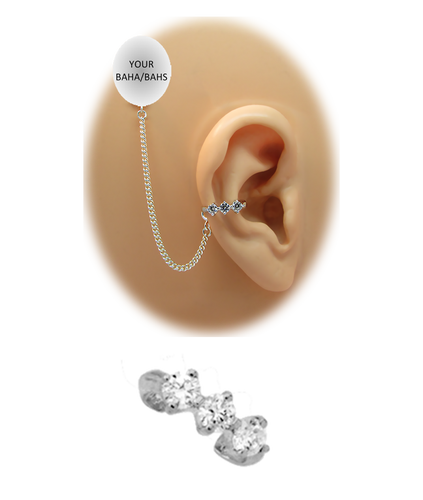 "3 CZ Band" Ear Cuff - 14K White Gold